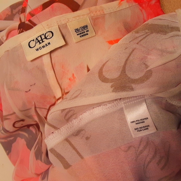 Cato Top Pink Floral Airbrush Peplum Hem Size 26/28W NWOT - Picture 15 of 15